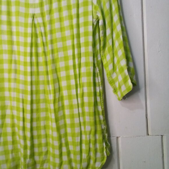 Soft Surroundings Shirt Women S Half Sleeve V-Neck Plaid Gingham Green - Picture 16 of 16